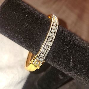 Diamond Accent Greek Key Bangle Braclet